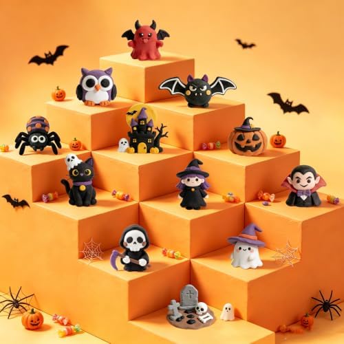 Air Dry Clay Kit - 12 Halloween Modeling Clay for Kids, Complete DIY Clay Craft Set with Sculpting Tools & Step-by-Step Tutorials, Ultra Soft & Non-Sticky Clay, Gift Ideas for Halloween