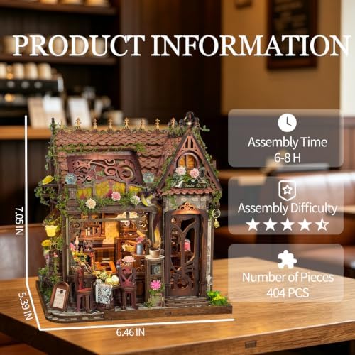 Miniature House Kit Vintage 3D Wooden Puzzles Bookshelf Decor