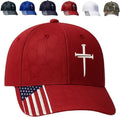 Adjustable Jesus 3 Nail Cross Hat with American Flag