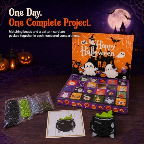 Halloween Fuse Beads Advent Calendar 2026, DIY Bead Craft Kit Blind Box