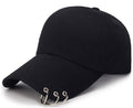Kpop Hat Ring Baseball-Cap - Suga-Snapback Baseball Cap with Iron Rings (Black) (Medium, Black)