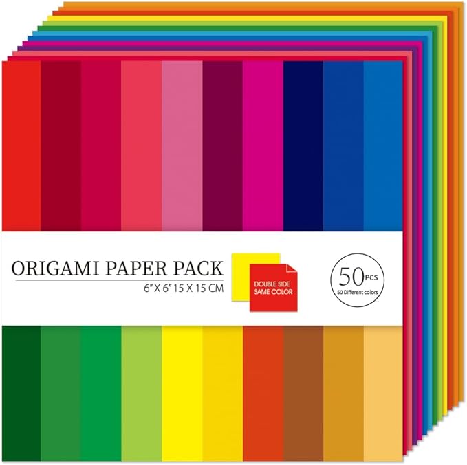 Square Origami Paper 6x6 Double Sided 50 Sheets 50 Colors 70GSM Origami Kit - Image 7
