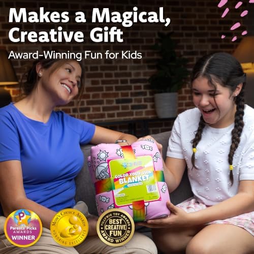 Craftikit Unicorn Coloring Blanket for Kids & Adults - 15 Markers