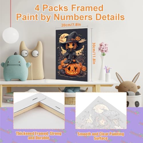 Halloween Paint by Numbers for Adults with Framed Canvas - Wooden Easel