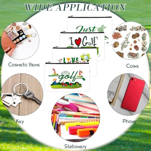 Eccliy 20 Pcs Golf Makeup Bags Bulk, 8x5 Inch Canvas Pouches with Zipper