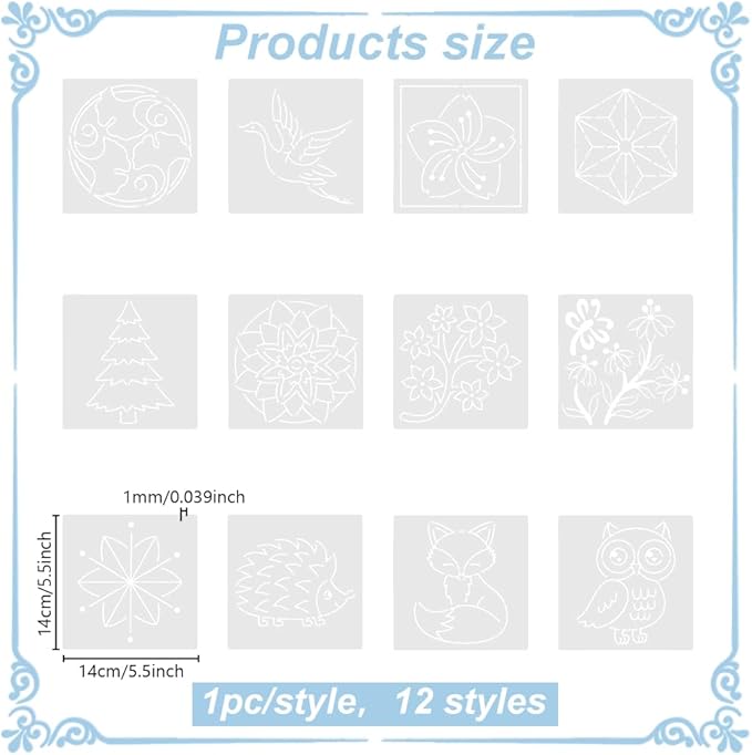 FREEBLOSS Sashiko Stencil Christmas Tree Embroidery Patterns Stencils - Image 3