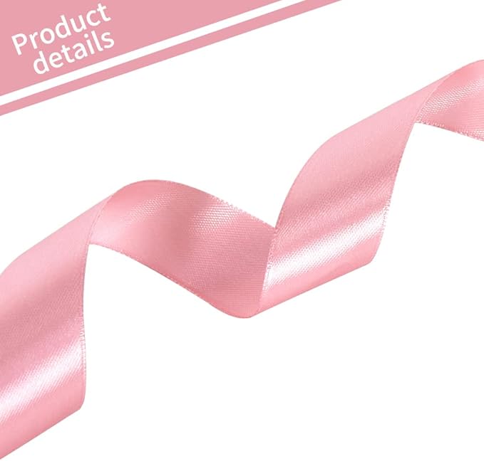 TONIFUL 1 Inch x 100yds Rose Gold Satin Ribbon, Thin Solid Color Satin Ribbon - Image 3