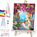 MIRCVSH Landscape Paint by Numbers for Adults with Framed Canvas-with Wooden Easel,Paint by Number on Canvas,DIY Acrylic Oil Painting Kits with Brushes Nice Gift Box for Home Wall Decor(12x16 Inch)