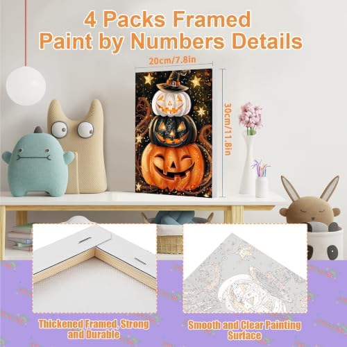 Paint by Numbers for Adults Halloween with Framed Canvas - Wooden Easel