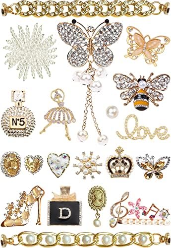 ZOKUZO Chic Bling Shoe Charms Gold and Sliver Designer Jewels Pretty Cute Chains Decorations Accessories for Women Girl Adults