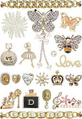 ZOKUZO Chic Bling Shoe Charms Gold and Sliver Designer Jewels Pretty Cute Chains Decorations Accessories for Women Girl Adults