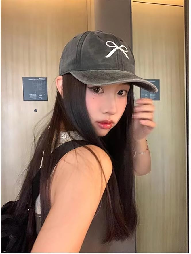 Sumleno Womens Trendy Cute Bow Baseball Cap Y2k Aesthetic Preppy Sun Cap Hiking Travel Trucker Hat Accessories