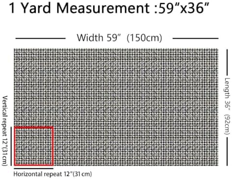 Cute Honeybee Upholstery Fabric for Chairs Black and White Buffalo Checkered Outdoor Fabric by The Yard 181"x63", Kawaii Bee Lattice Plaid Beetles Honey Waterproof Fabric