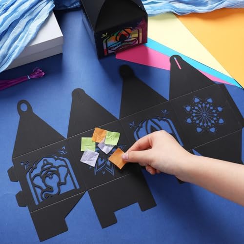 Simgoing 12 Sets Diwali Mandala Paper Lanterns with LED Light