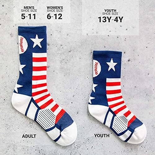 ChalkTalkSPORTS Baseball Performance Crew Socks - Boston Socks - Youth & Adult - Baseball Mid-Calf Socks