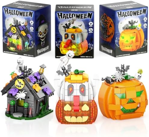 Halloween Building Blocks Set for Kids with Lights and Spooky Sounds