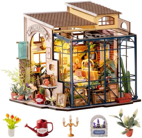 Rolife Flower Shop Miniature House Kit with LED Lights
