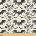 Bats Halloween Decoration Upholstery Fabric for Chairs Gothic Fabric by The Yard 72"x63", Boho Vintage Floral Baroque Decor Goth Sewing Fabric for Kids Gifts