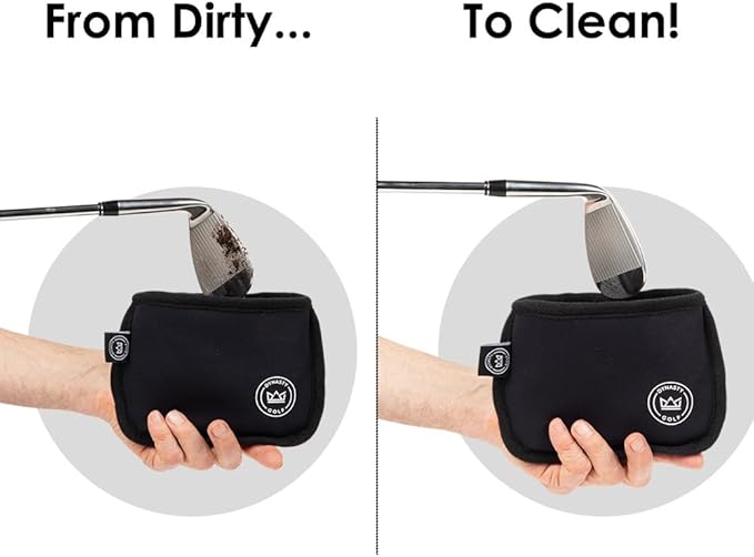 Golf Club Cleaner for Golf Bag, Clip-On Club Cleaner Pouch with Waffle Towel Interior, Wet Inside Dry Outside, Club Cleaner for Golf Bag Use On Course