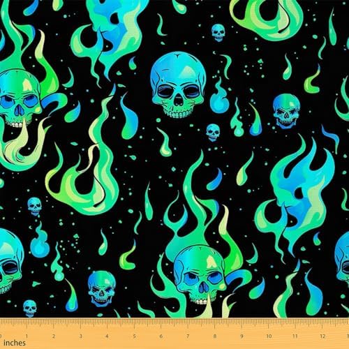 jejeloiu Halloween Skull Upholstery Fabric Soft 10 Yards