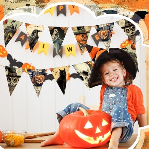 Hahafelt 10 Pcs 18"x22" Vintage Halloween Fat Quarters Gothic Fabric Bundle