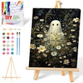Halloween Paint by Numbers for Adults with Framed Canvas-with Wooden Easel,Ghost Paint by Number on Canvas,DIY Acrylic Oil Painting Kits with Brushes Nice Gift Box for Home Wall Decor(12x16 Inch)