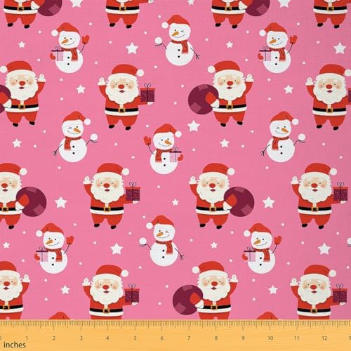JEJELOIU Funny Xmas Snowman Fabric by The Yard Merry Christmas Upholstery Fabric for Chairs Santa Claus Waterproof Indoor Outdoor Decor for DIY Sewing Craft Projects 10 Yards