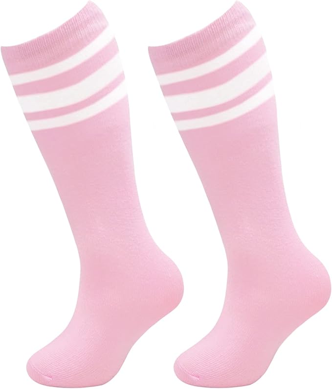 Sarfel Kids Soccer Socks Toddler Soccer Socks Girls Boys Soccer Socks Kids Tube Socks with Stripes Toddler Knee High Socks