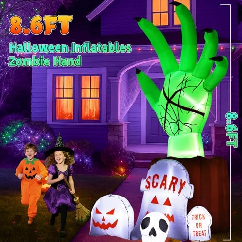 Garma 8.6 FT Halloween Inflatables Outdoor Animated Zombie Hand Yard Decor