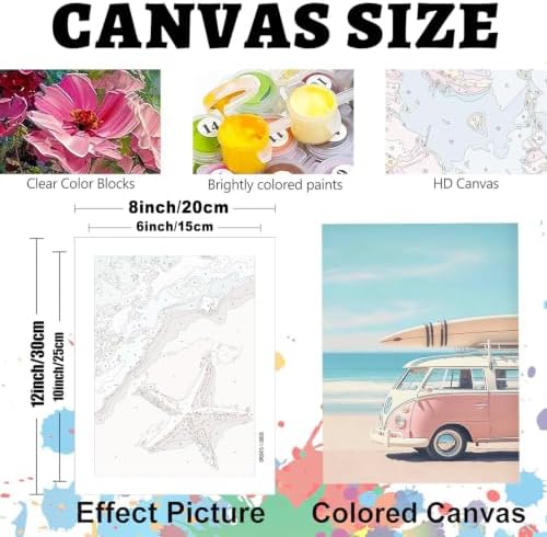 GOUOYANA 6 Pack Paint By Numbers Kit for Adults-Funny Pink Beach 8x12 Inch