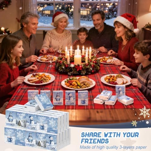 Outus 50 Pack Winter Christmas Travle Size Pocket Tissues Stocking Stuffers