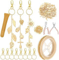 VioraWhite 213 Pcs Gold Keychain Making Kit Summer Bag Charm Kit Lip Gloss Keychain 100 Enamel Charms 32.81 ft Gold Chains for DIY Crafts Women