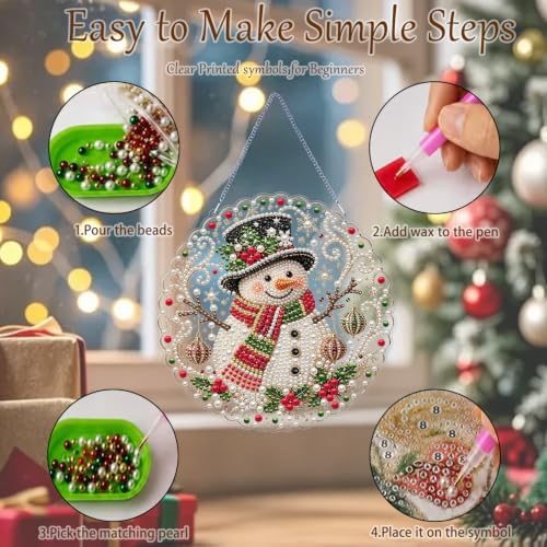 AIBOERL Pearl Diamond Art Kits for Adults, Acrylic Hanging Suncatcher