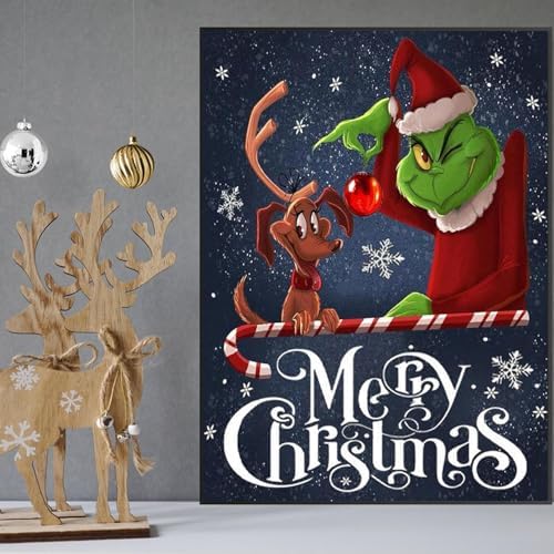 Christmas Paint by Numbers for Adults with Framed Canvas-with Wooden Easel,Paint by Numbers Kits Framed Canvas,DIY Acrylic Oil Painting Kits with Brushes Nice Gift Box for Home Wall Decor(12x16 Inch)