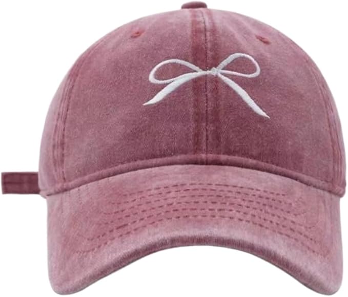 Sumleno Womens Trendy Cute Bow Baseball Cap Y2k Aesthetic Preppy Sun Cap Hiking Travel Trucker Hat Accessories
