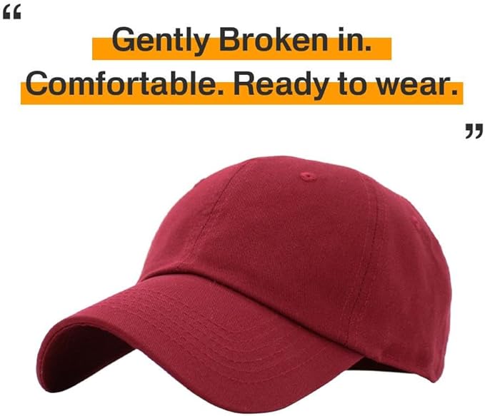 KBETHOS Classic Unisex Cotton Adjustable Low Crown Baseball Cap – Plain Dad Hat