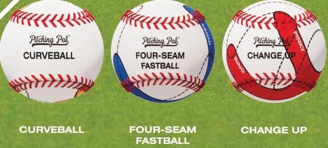 Pitching Pal - Best Baseball Pitching Trainer - Pack of 3 Balls: 4 Seam Fastball, Change-up, Curveball