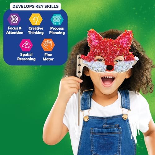 Skillmatics Poke-in Art – Animal Masks, Wood Craft Kit, Gift for Kids