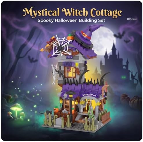 Witch House Building Set, 712 Pcs Mini Halloween Building Toy