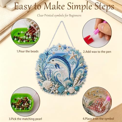 AIBOERL Pearl Diamond Art Kits for Adults, Acrylic Hanging Suncatcher