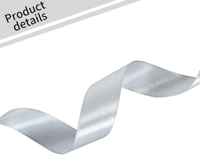 TONIFUL 1 Inch x 100yds Silver Satin Ribbon, Thin Solid Color Satin Ribbon - Image 3