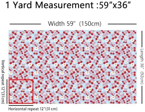 Red Cherry Bow Upholstery Fabric for Chairs | Pink Bow Tie Fabric by The Yard 362"x63", Daisy Flowers Rustic Dreamy Princess Style Ribbon Bowknot Sewing Fabric for Kids Gifts,Blue