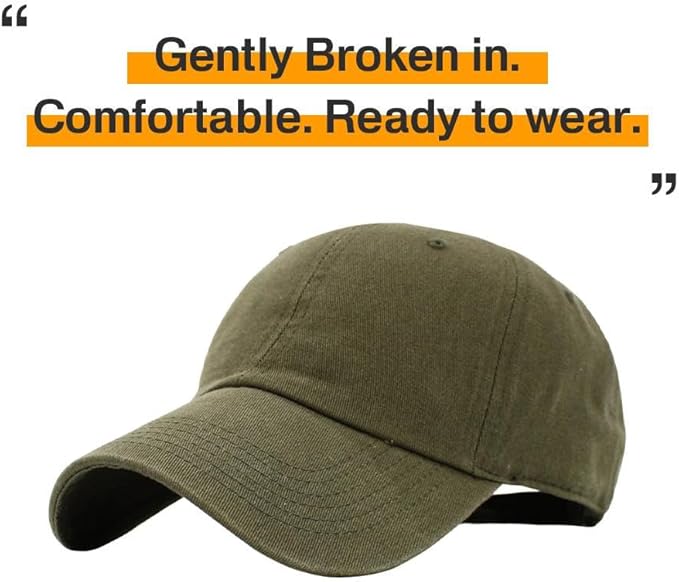 KBETHOS Classic Unisex Cotton Adjustable Low Crown Baseball Cap – Plain Dad Hat