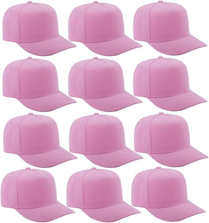 ZH 12 PC 5 Panel Baseball caps, Bulk Baseball caps, Customizable DIY Design, Wholesale Caps, One-Size-Fits-All