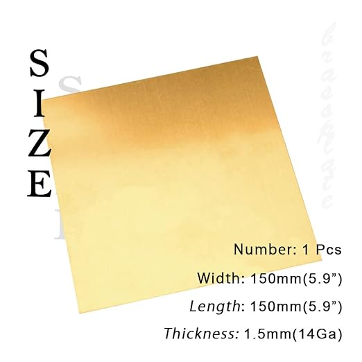 14 Gauge Brass Sheet，H62 Brass Plates Metal 0.059" Thickness x 5.9" Width x - Image 2