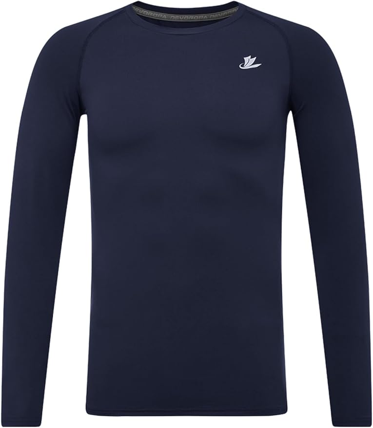 DEVOROPA Youth Boys Compression Shirt Long/Short Sleeve Football Baseball Undershirt Quick Dry Kids Sports Baselayer Crewneck