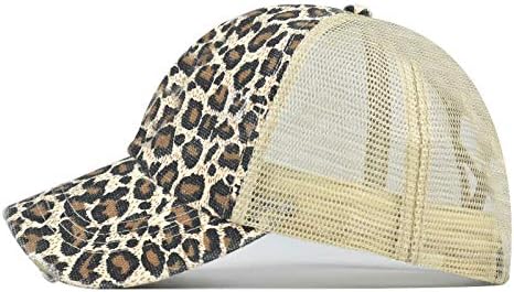 Criss Cross Hat Washed Distressed Baseball Cap Ponytail Hat High Messy Bun Ponycap for Women