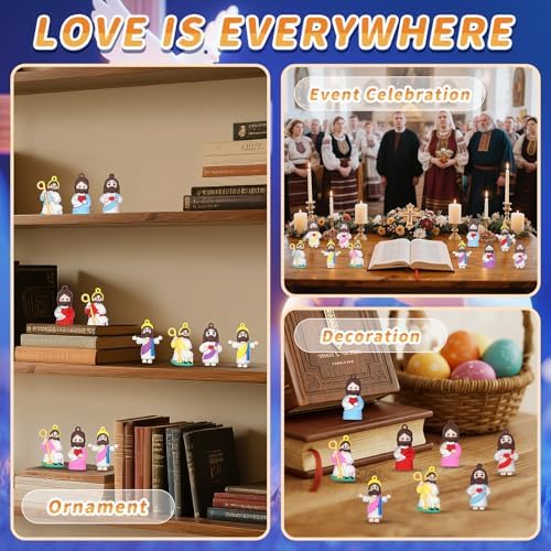 Little Jesus Figures to Symbolize Jesus Loves You, 60 Pcs Mini Jesus Figurines in Bulk for Hide and Seek Religious Party Favors Sunday School Baptism Gifts