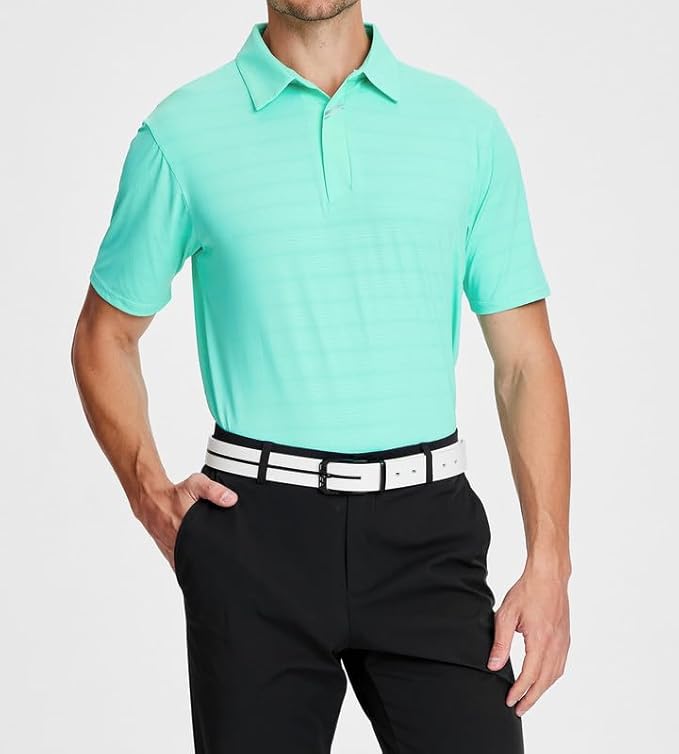 Damipow Premium Golf Shirts for Men Dry Fit Performance Polo Short Sleeve Collared Shirt