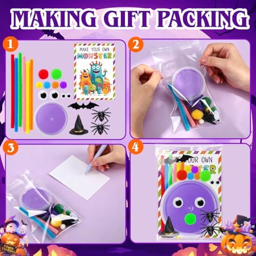 24 Packs Halloween Crafts for Kids DIY Monster Air Dry Clay Kit